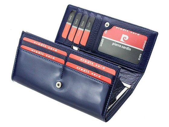Portfel damski skórzany PIERRE CARDIN 05 LINE 100 Niebieski