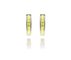 MINET Błyszczące kolczyki srebrne z żółtymi cyrkoniami