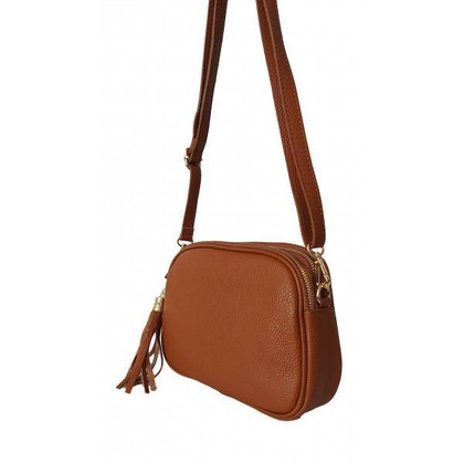 Listonoszka trzy komory frędzelek, złote okucia Vera Pelle Camel VP3KZC