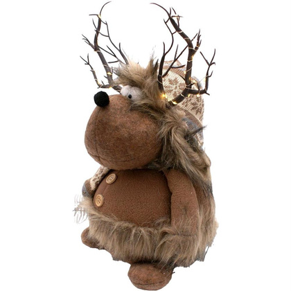 Futrzany renifer z podświetlanym porożem brązowy 20x35x47CM