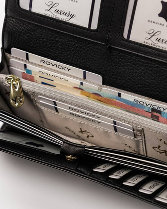 Duży lakierowany portfel damski z systemem rfid protect