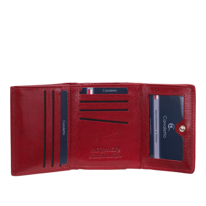 Mały czerwony portfel damski Canaletto z naturalnej skóry licowej z RFID – elegancja i bezpieczeństwo PD2000cs165 RFID