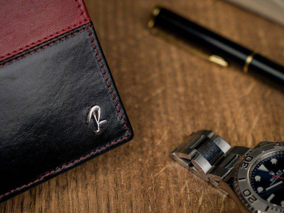 Skórzany portfel męski poziomy ze skóry n992-vt2 black-red