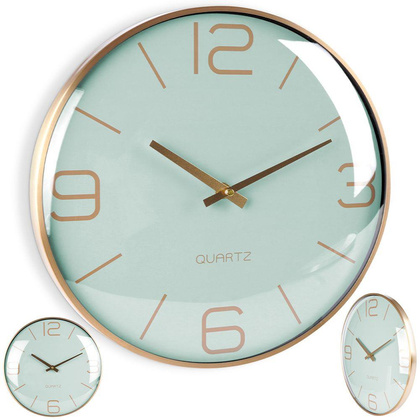 Zegar ścienny złoty miętowy 30 cm