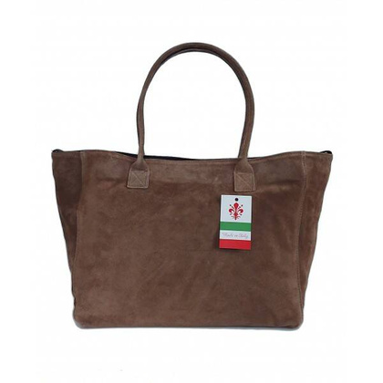 Duża włoska torba XL- A4 , worek na ramię , zamsz naturalny Vera Pelle ,Beżowa WGXL5T