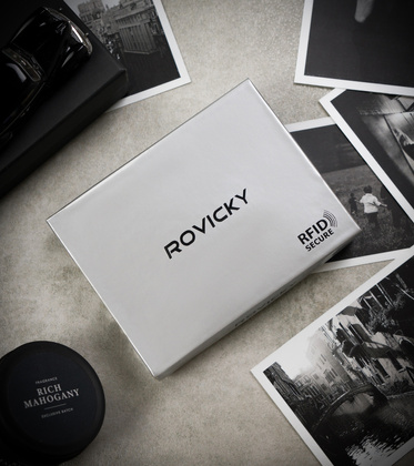 Portfel męski skórzany N992-RVT Black+Red