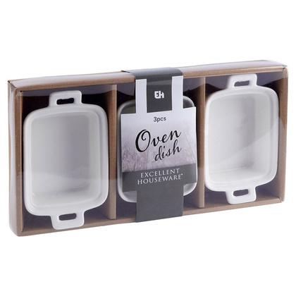 Miseczki do zapiekania porcelanowe prostokątne 3 szt. 160 ml