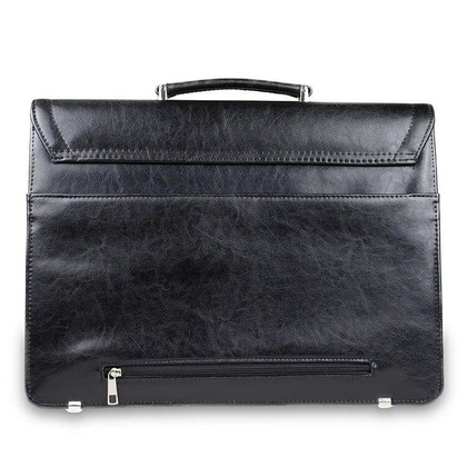 Skórzana teczka męska na laptopa czarna - Pavone Nero Roma 2157 BL