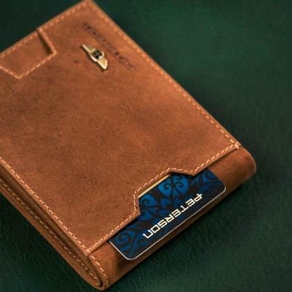 Skorzany portfel meski z kieszonka na karte