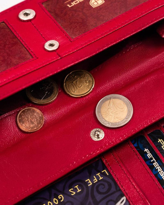 Duzy skorzany portfel damski na zatrzask