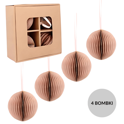 Zestaw 4 bombek papierowych składanych 7cm – delikatny róż