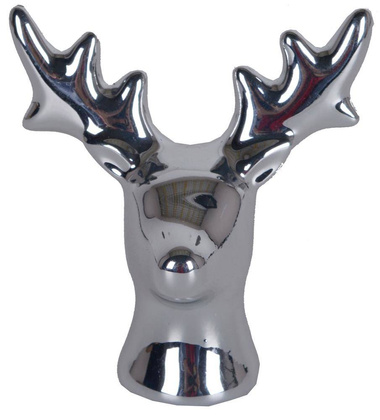 Głowa renifera ceramiczna srebrna mała