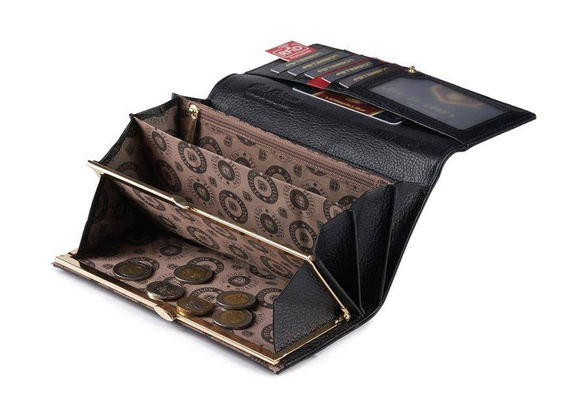 Skórzany, lakierowany portfel Peterson Czarny