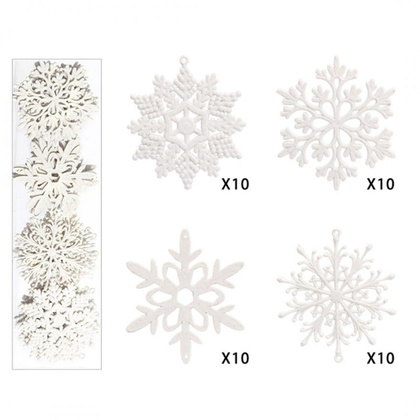 Komplet 40 sztuk ozdób bożonarodzeniowych w opakowaniu średnica 10cm białe BSN59