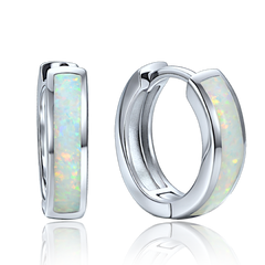 MINET Eleganckie srebrne kolczyki z opalem