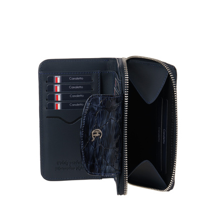 Damski portfel skórzany Canaletto – granatowy lakierowany z RFID | Elegancja i bezpieczeństwo PD1445s287 RFID