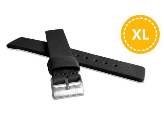 LAVVU XL Czarny gładki pasek Plain z luksusowej skóry Top Grain - 20 XXL