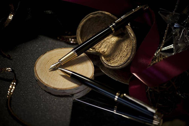 Zestaw (pióro wieczne i długopis) EXO Aries, czarny, wykończenia złote