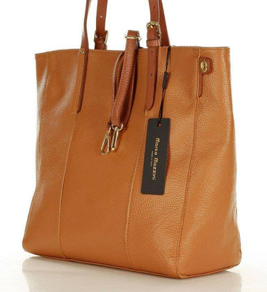 MARCO MAZZINI Elegancka torba skórzana sustainable leather bag brąz camel - min. zamówienie 20 / 50 / 100 szt.