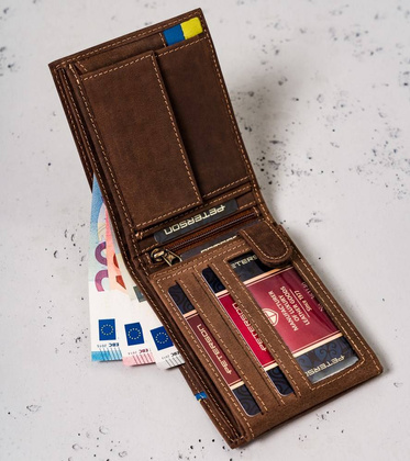 Poziomy portfel męski z ozdobnym tłoczeniem