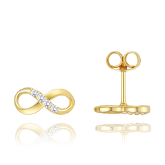 MINET Złote kolczyki nieskończoność z białymi cyrkoniami Au 585/1000 1,05g