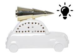 Auto porcelanowe z choinką na dachu podświetlane duże