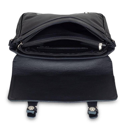 Skórzana listonoszka męska torba na ramię laptopa czarna - Pavone Nero Lukka 2331 BL