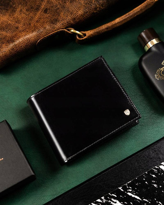 Duzy skorzany portfel meski bez zapiecia