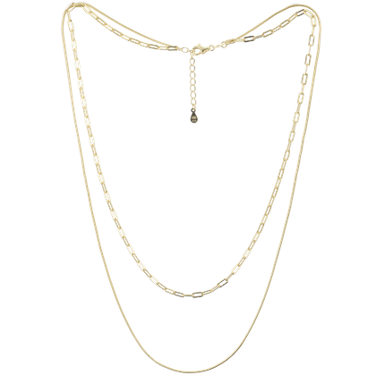 MINET Elegancki pozłacany podwójny naszyjnik srebrny