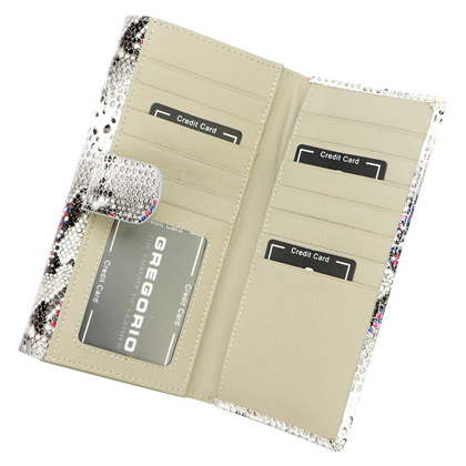 Portfel damski skórzany PELLUCCI SN-122 popiel + róż