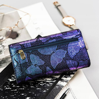 Duży, skórzany portfel damski w orientacji poziomej Peterson