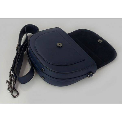 Listonoszka,chlebak,przewieszka Vera Pelle klapka zamsz Granatowa LVP399BS