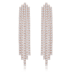 MINET Rose gold luksusowe kolczyki srebrne z białymi cyrkoniami