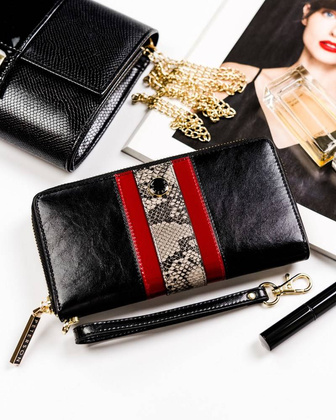 Modny portfel piórnik z ochroną kart rfid stop