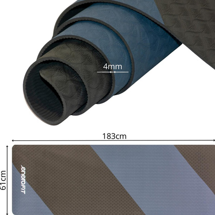 MATA DO JOGI I FITNESS TPE ANTYPOŚLIZGOWA CZARNO-NIEBIESKA ENERO FIT