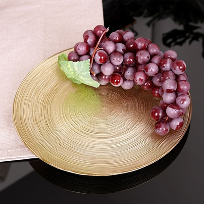 Talerz talerzyk deserowy płaski płytki szklany złoty 21 cm