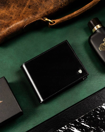 Skorzany portfel meski z systemem RFID