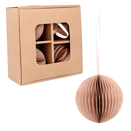 Zestaw 4 bombek papierowych składanych 7cm – delikatny róż