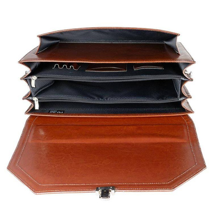Skórzana teczka męska na laptopa brązowa aktówka - Pavone Nero Marsala 2164 BR