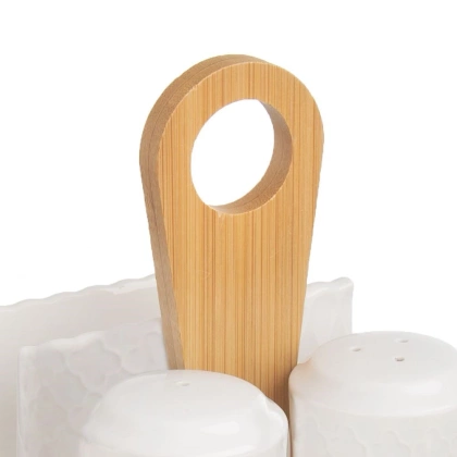Przyprawnik na sól pieprz stojak serwetki porcelanowy zestaw 3 el.