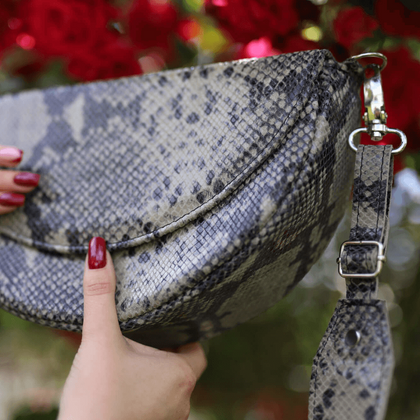 T-12 Torebka franczeska M - print wężowy szary KEMER