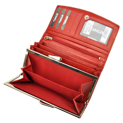 Duży, poziomy skórzany portfel damski z systemem rfid