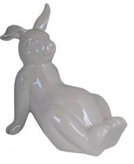 Królik leżący ceramiczny biały mały