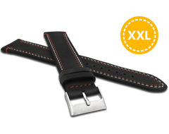 LAVVU XXL Podwójnie szyty czarny pasek SPORT z luksusowej skóry Top Grain - 20 XXL