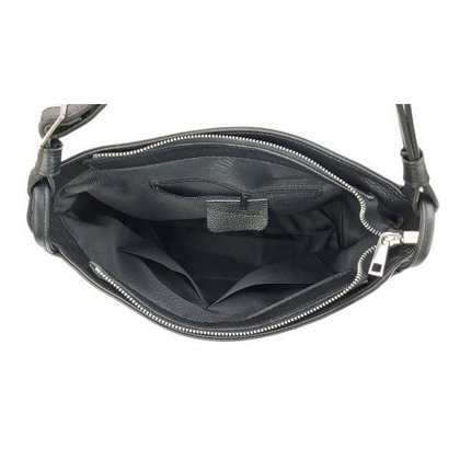 Miękka klasyczna torebka na ramię ,trzy komory ,Włoska skórzana Vera Pelle , Szara LB394G