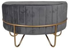 Puf półokrągły welurowy szary na złotym stelażu