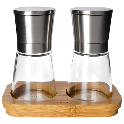 Młynek do mielenia soli i pieprzu na bambusowym stojaku zestaw 3 szt.