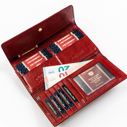 Lakierowany portfel damski z wężowym wzorem rfid