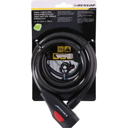 Zapięcie rowerowe Dunlop spiral cable lock 12 mm 150 cm ST 75570