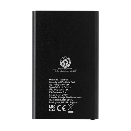 Power bank 4000 mAh z aluminium z recyklingu